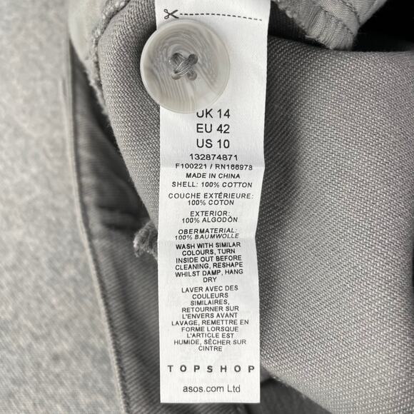 TOPSHOP Jeans Womens 10 Gray Relaxed Loose High Rise Pleated Minimalist Grunge - Picture 4 of 14